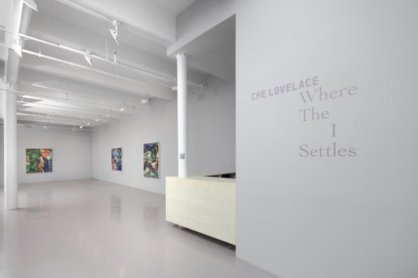 Installation view of Che Lovelace: Where the I Settles at Nicola Vassell Gallery. Photo: Lance Brewer
