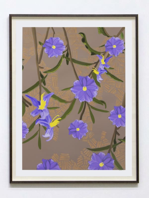 DYLAN MOONEY Solanum Graniticum – Granite Nightshade, 2022 digital illustration hand-painted with Yuwi ochre 120 x 88 cm | ed. of 5 + 2 AP 60 x 44 cm | ed. of 10 + 2 AP