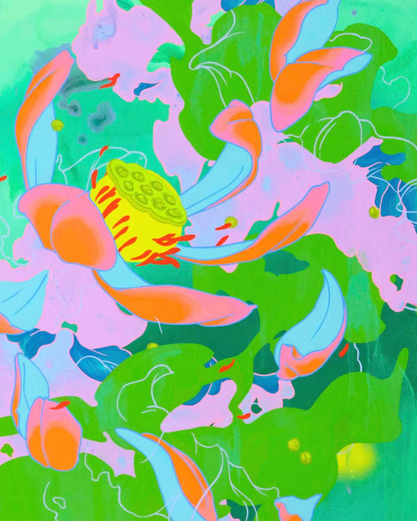 Louise Zhang Lotus: Calm water ripples, 2025 acrylic on canvas 51 x 41 cm