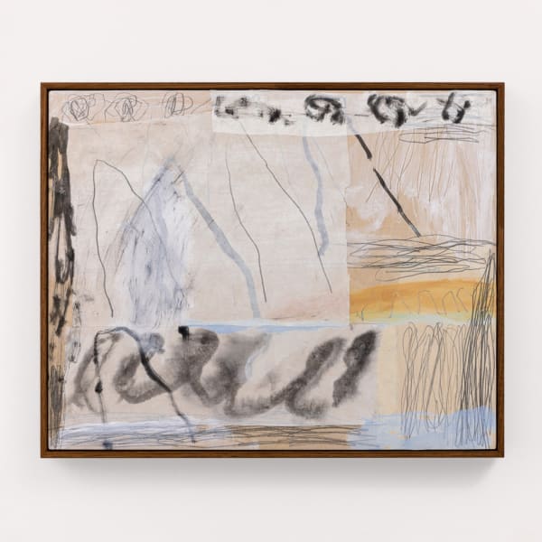 A Field of Jokes, 2025, acrylic, ink, paper, pencil on board, 43 x 53cm