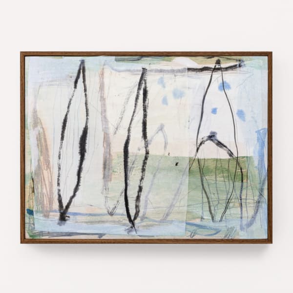 Northern Lights, 2025, acrylic, ink, paper, pencil on board, 34 x 44cm