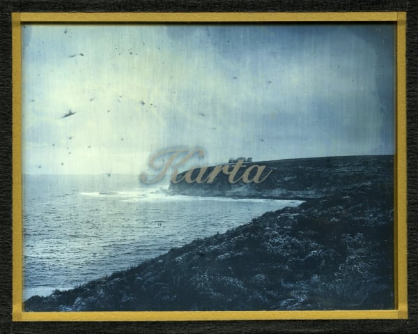 James Tylor We Call This Place (Karta), 2020 daguerreotype with engraved text 10 x 12.5 cm