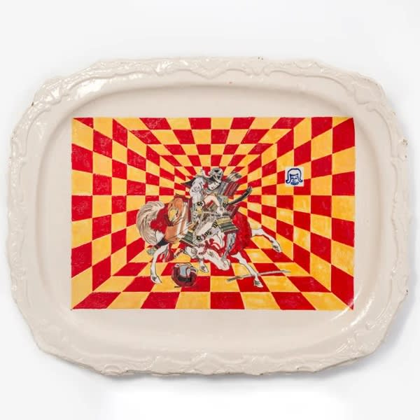 Casey Chen Military Maneuvers, 2020 glazed stoneware & underglaze 46 x 35 x 3 cm
