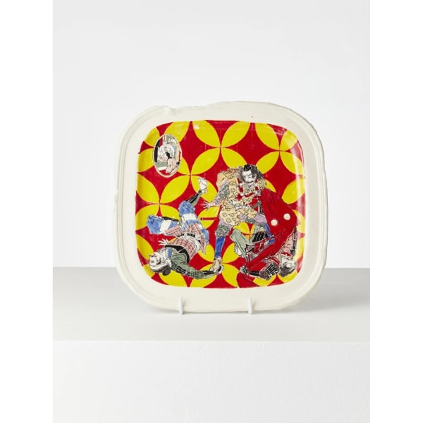 Casey Chen Throwdown Over Loose Change, 2020 glazed stoneware, underglaze & enamels 27 x 27 x 2 cm