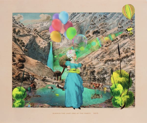 Joan Ross Always the last one at the party, 2024 hand-painted pigment print on cotton rag paper 80 x 98 cm (sheet) unique state print