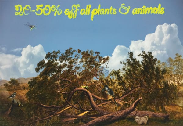 Joan Ross Stocktake $ale! Now on!, 2015 hand-coloured pigment print on rag paper 61 x 90 cm edition of 5 + 2 AP