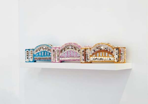 Marilyn Russell Harbour Bridge, 2025 shells, velvet, glitter, and mixed media