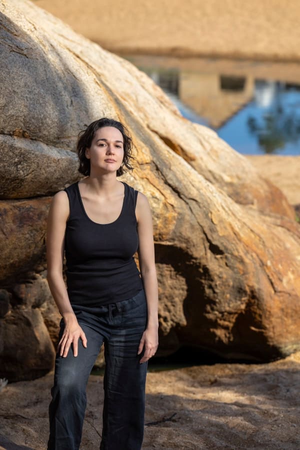 Thea Anamara Perkins, Arrernte/Kalkadoon peoples, at the Telegraph Station, Mparntwe/Alice Springs.