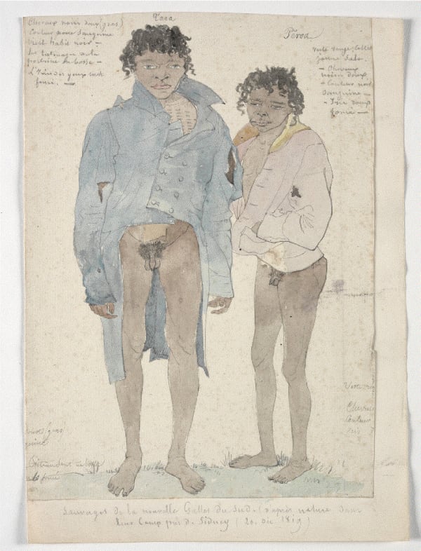Alphonse Pellion (attrib.) Sauvages de la Nouvelle Galles du Sud, 1819 watercolour Mitchell Library, State Library of New South Wales