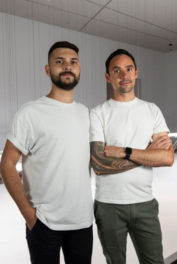 Portrait of Aidan Hartshorn and James Tylor by Jacinta Keefe.