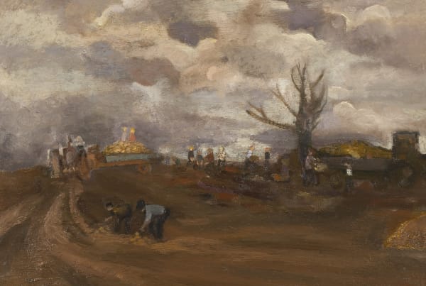 Sheila Fell 1931-1979 Potato Field, Cumberland I, 1974 oil on canvas 20 by 24 inches Loaned from a Private Collection. Image © Anna Fell