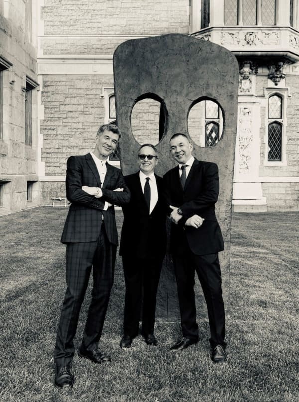Alex Turnbull, Offer Waterman and Jonny Turnbull with Turnbull's Large Horse, 1990 at the Wadsworth Atheneum Museum in Hartford, Connecticut.