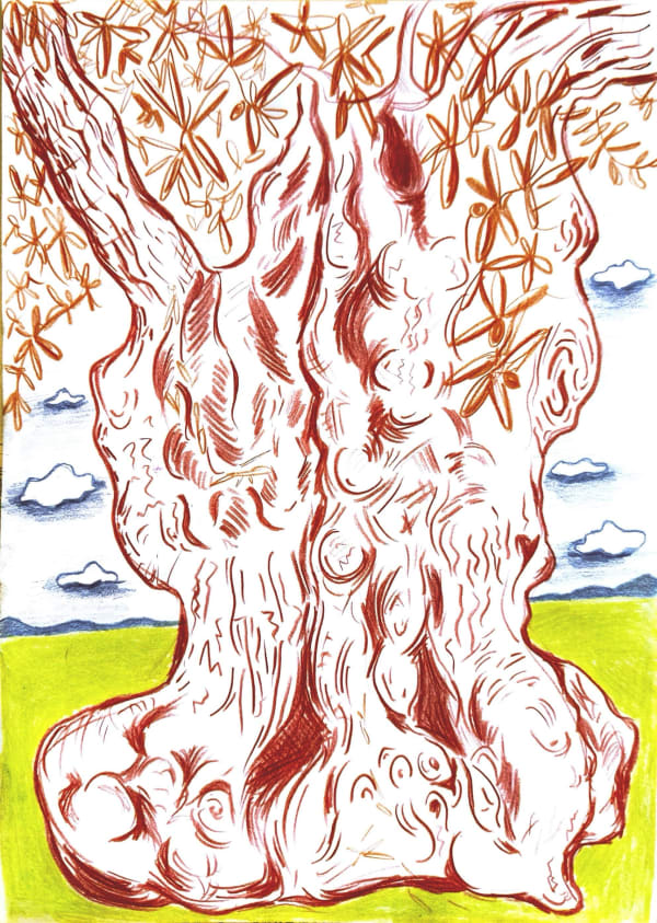 Surreal Olive Tree: Red