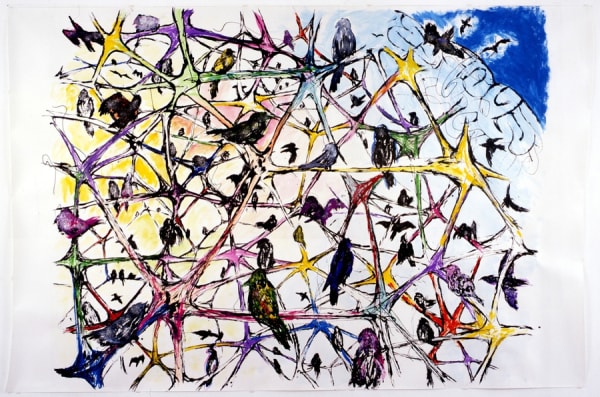 NOBUAKI TAKEKAWA Many Littel Birds 2004 Ink, acrylic on paper 150 x 125cm