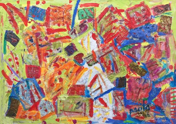 RED SPRINGING OUT OF THE CANVAS, 2002