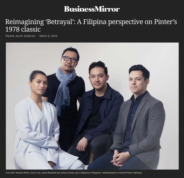 Reimagining ‘Betrayal’: A Filipina perspective on Pinter’s 1978 classic