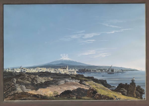 View of Catania with mount Etna