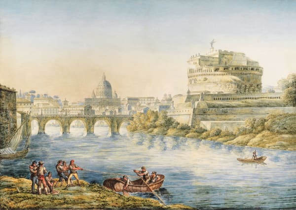 View of St. Peter's with Castel Sant'Angelo from the Tiber