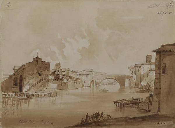 Ippolito CAFFI, Broken bridge in Rome, 1841