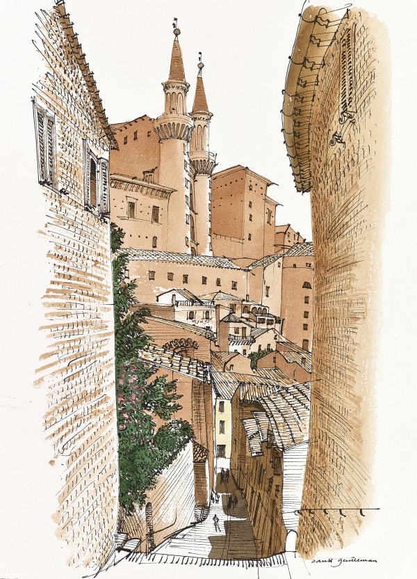 David Gentleman Palazzo Ducale, Urbino, 1961 Watercolour on paper 14 1/2 x 10 1/2 inches (36.8 x 26.7 cm) £4,000