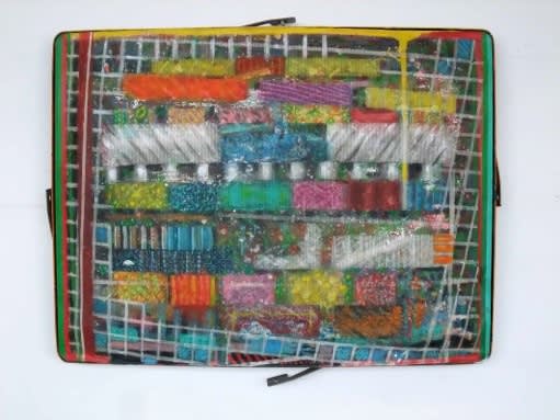 FACTUAL NONSENSE Darren Coffield Urban Night Acrylic on steel Television mesh. Signed and dated by the artist. 41 x 31cm 1992