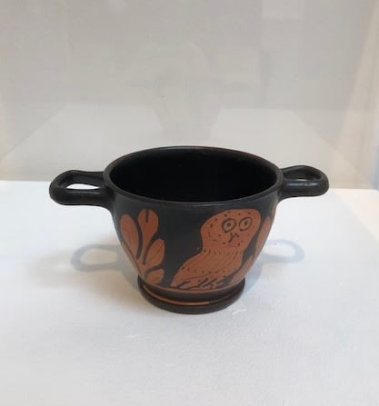 Red Figure Owl Skyphos, Apulian 1st half of 4th c. BC