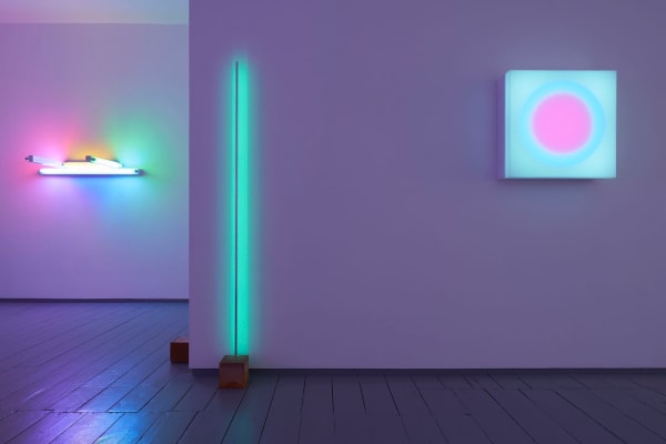 Installation image of 'Dan Flavin/Brian Eno' at Paul Stolper Gallery, London