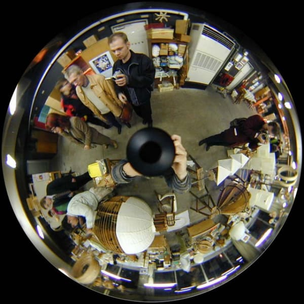 Luc Courchesne, 00/11/20-3 (Gifu City), still photograph from the Panoscopic Journal, 2000-2002, archival digital print and rotational device mounted under glass, 25 cm diam. edition of 6