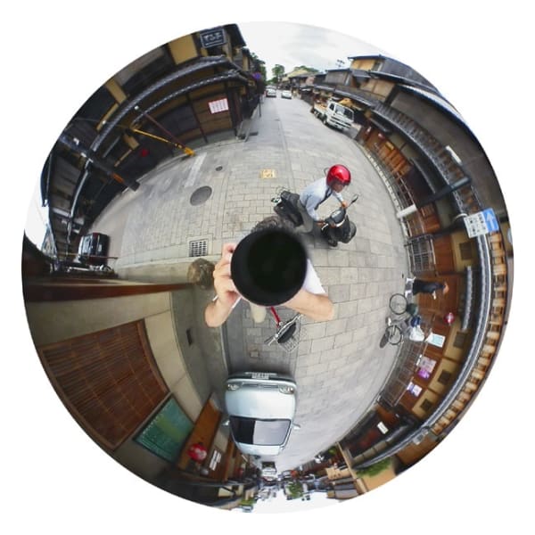 Luc Courchesne, 05/06/10-17 (Kyoto), still photograph from the Panoscopic Journal, 2000-2002, archival digital print and rotational device mounted under glass, 25 cm diam. edition of 6