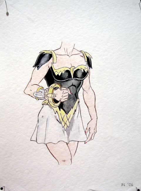 Drue Langlois, Bird grappler device, 2006, aquarelle sur papier, 30.5 x 22.5 cm