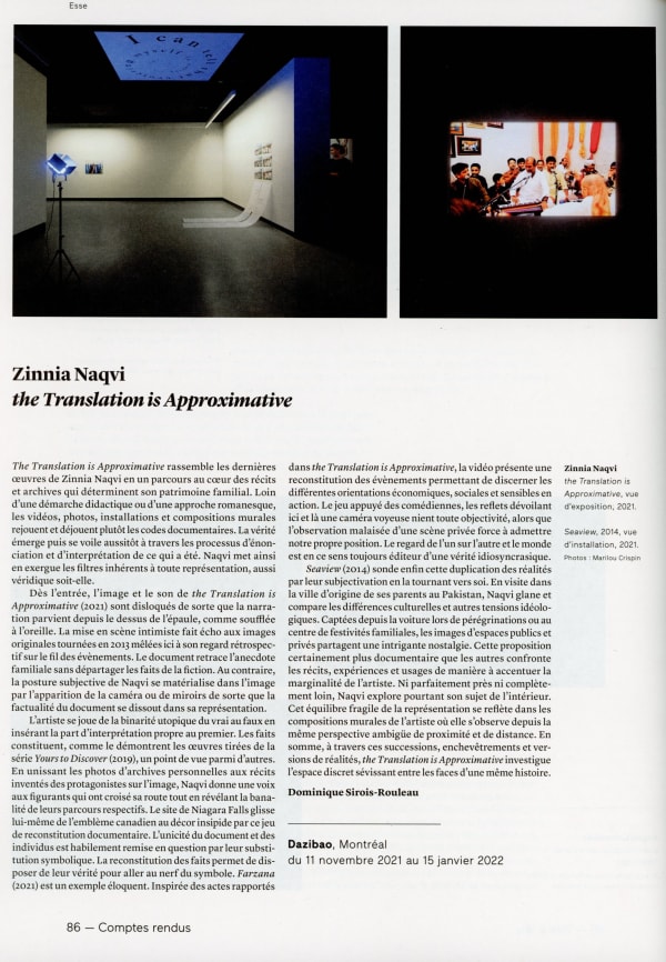 'the Translation is Approximative' Esse Issue 104, 2022