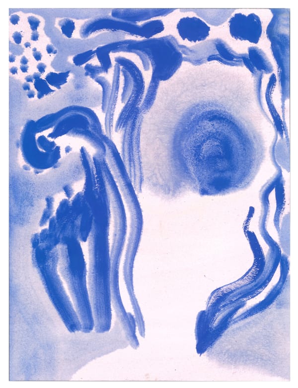 Kristy Luck, Cobalt composition (2017). Oil and wax on paper, framed, 19 1/2 x 15 1/2 inches.