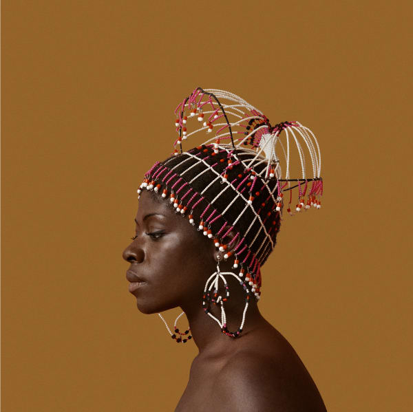 Kwame Brathwaite, Untitled (Sikolo Brathwaite with Headpiece designed by Carolee Prince) (1968). Archival pigment print.