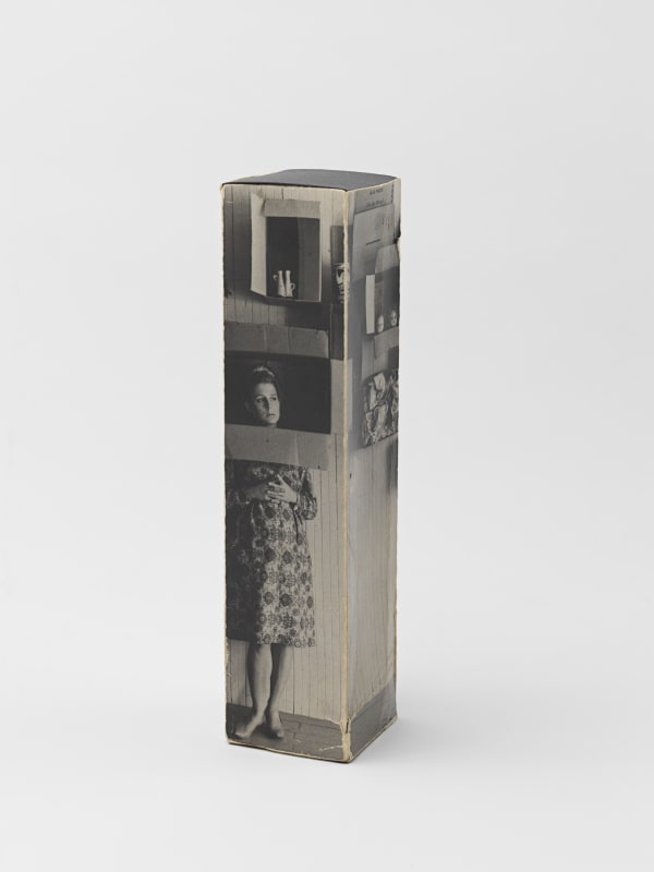 Jerry McMillan, Patty as Container (1963). Gelatin silver print box constructions, 7 1/2 x 1 3/4 x 1 3/4 inches....