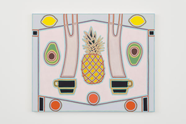 Holly Coulis, Pineapple and Coffees (2019). Oil on linen, 40 x 50 inches.