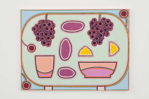 Holly Coulis, Potatoes, Grapes, and a Lemon (2019). Oil on linen, 36 x 48 inches.