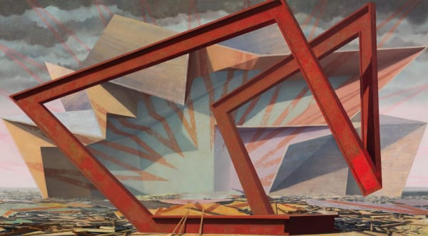 Daniel Dove, Bent (2013). Oil on canvas, 52 x 94 inches.
