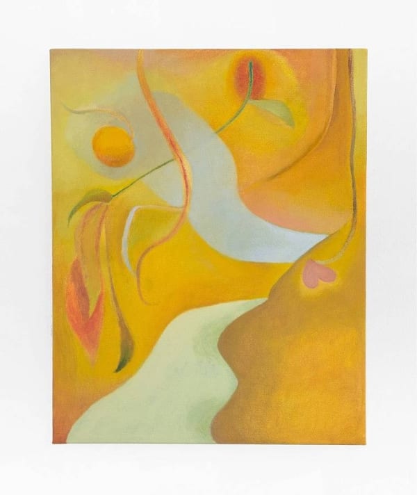 Kristy Luck, Yellow Landscape with Stream (2017). Oil and wax on canvas, 20 x 16 inches.