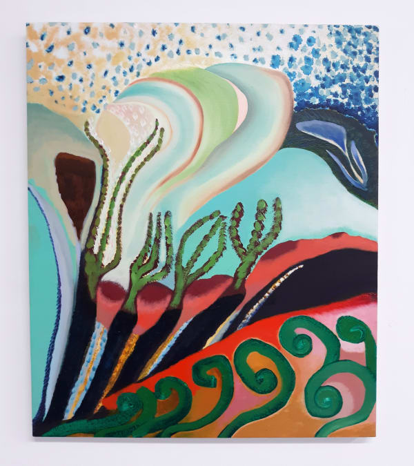 Kristy Luck, Curl, Claw (2019). Oil and wax on canvas, 25 x 21 inches.