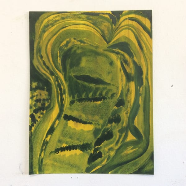 Kristy Luck, Olive Waves (2017). Oil on paper, framed, 19 1/2 x 15 1/2 inches.