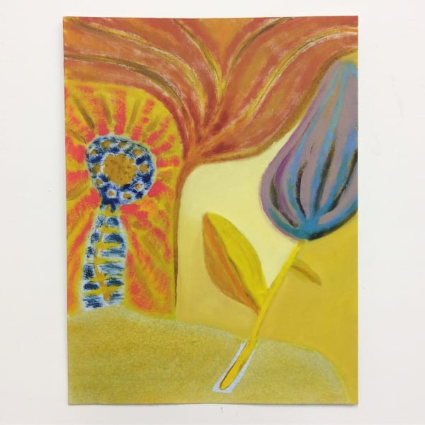 Kristy Luck, Sunrise with Tulips (2017). Oil on paper, framed, 19 1/2 x 15 1/2 inches.