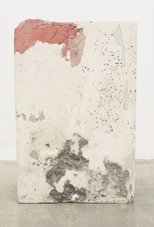 Katy Cowan, "Trace" (2013). Plaster, sun-sensitive paint on fabric, poplar, fabric dye, mirror shards, 44 x 24 x 18 inches.