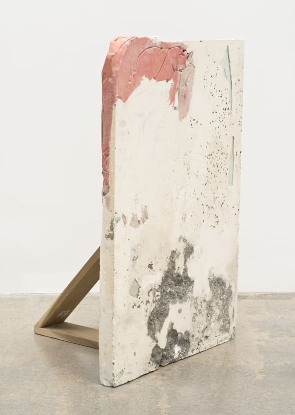 Katy Cowan, "Trace" (2013). Plaster, sun-sensitive paint on fabric, poplar, fabric dye, mirror shards, 44 x 24 x 18 inches.