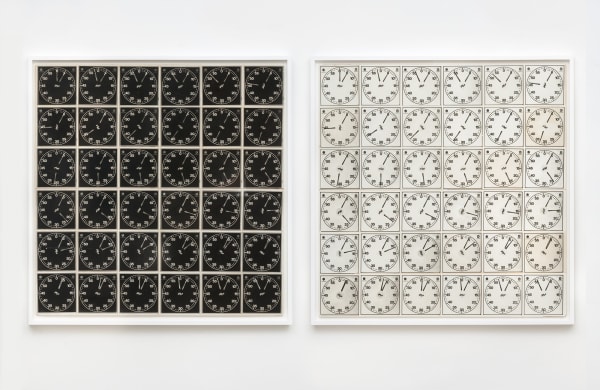 Lew Thomas, "TIME EQUALS 36 EXPOSURES (negative and positive sections)," (1971/2015). 72 gelatin silver prints, mounted and framed, 2-part, 48...