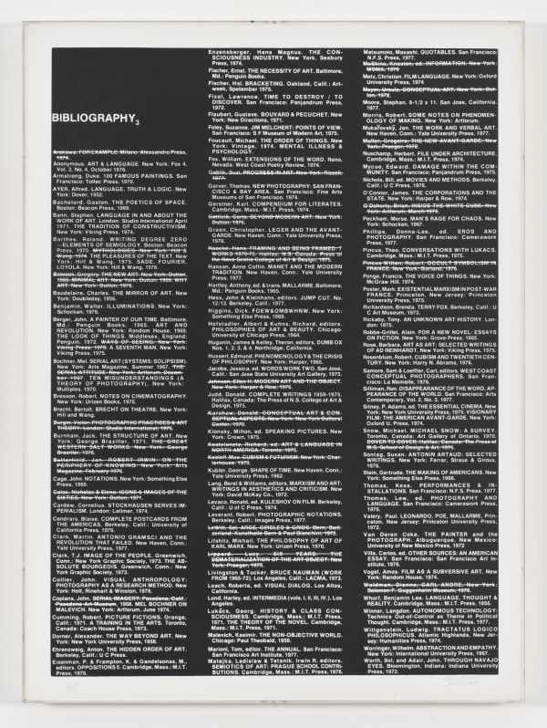 Lew Thomas, "BIBLIOGRAPHY 3," from the series Reproductions of Reproductions, (1977).