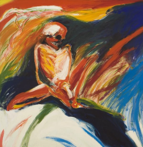 William Crozier, Figure in Landscape, circa 1972, oil on canvas, 172 x 172 cm