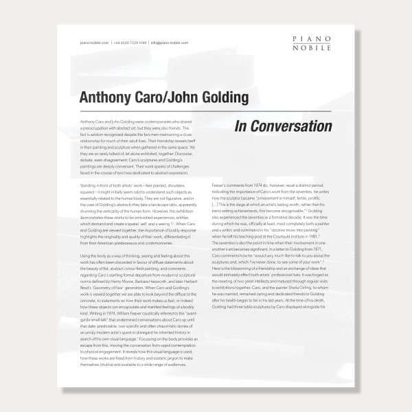 Anthony Caro / John Golding: In conversation