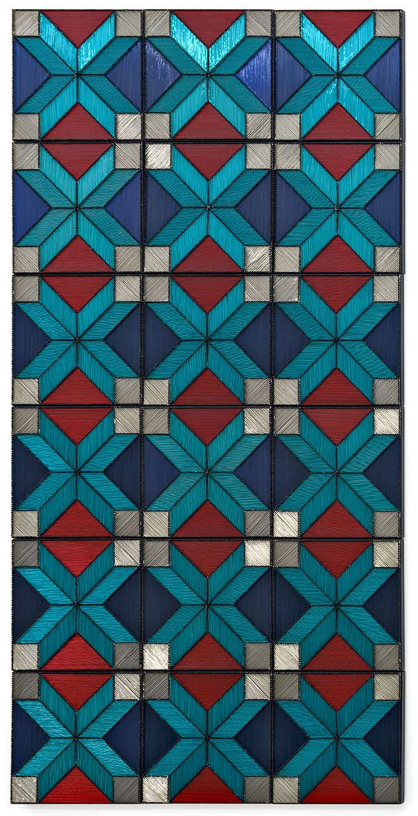 Gulay Semercioglu Mediterranean 2020 Silver core industrial wire, screw and wood 90 x 180 cm Unique