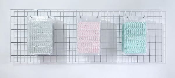 P24.02 , 2024, Painting, Air dry-clay, PVA, acrylic, waste materials, recycled plastic and steel, 61.5 x 184 x 26.5 cm.