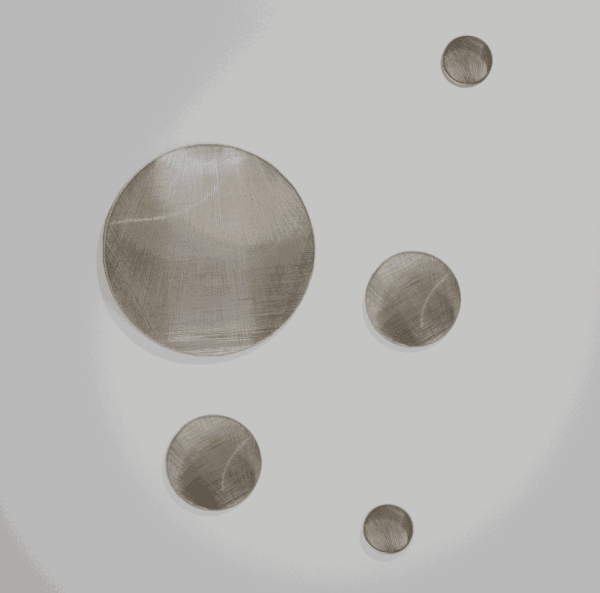 Gulay Semercioglu Surfaces 2025 Enamel coated silver wire 90 x 90 cm (1 piece) 40 x 40 cm (2 pieces) 20 x 20 cm (2 pieces)